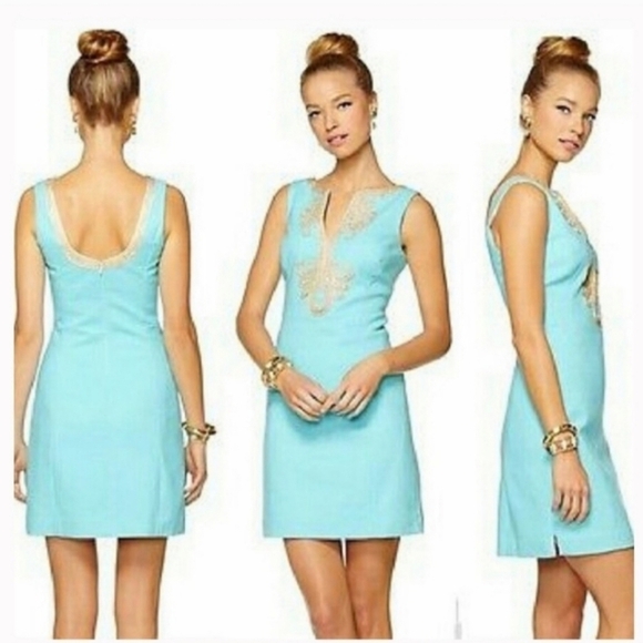 Lilly Pulitzer Janice shorely blue gold dress